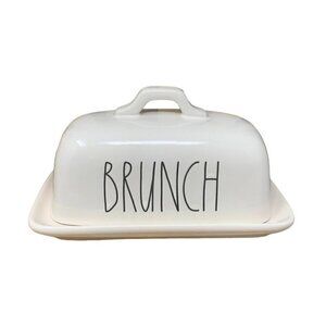 Rae Dunn Butter Covered Dish Plate Ceramic White Artesian Collection Magenta